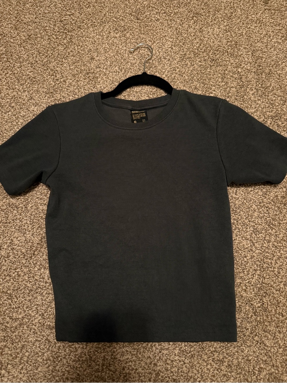 Afends Dark Charcoal Ribbed Short-Sleeve Crew